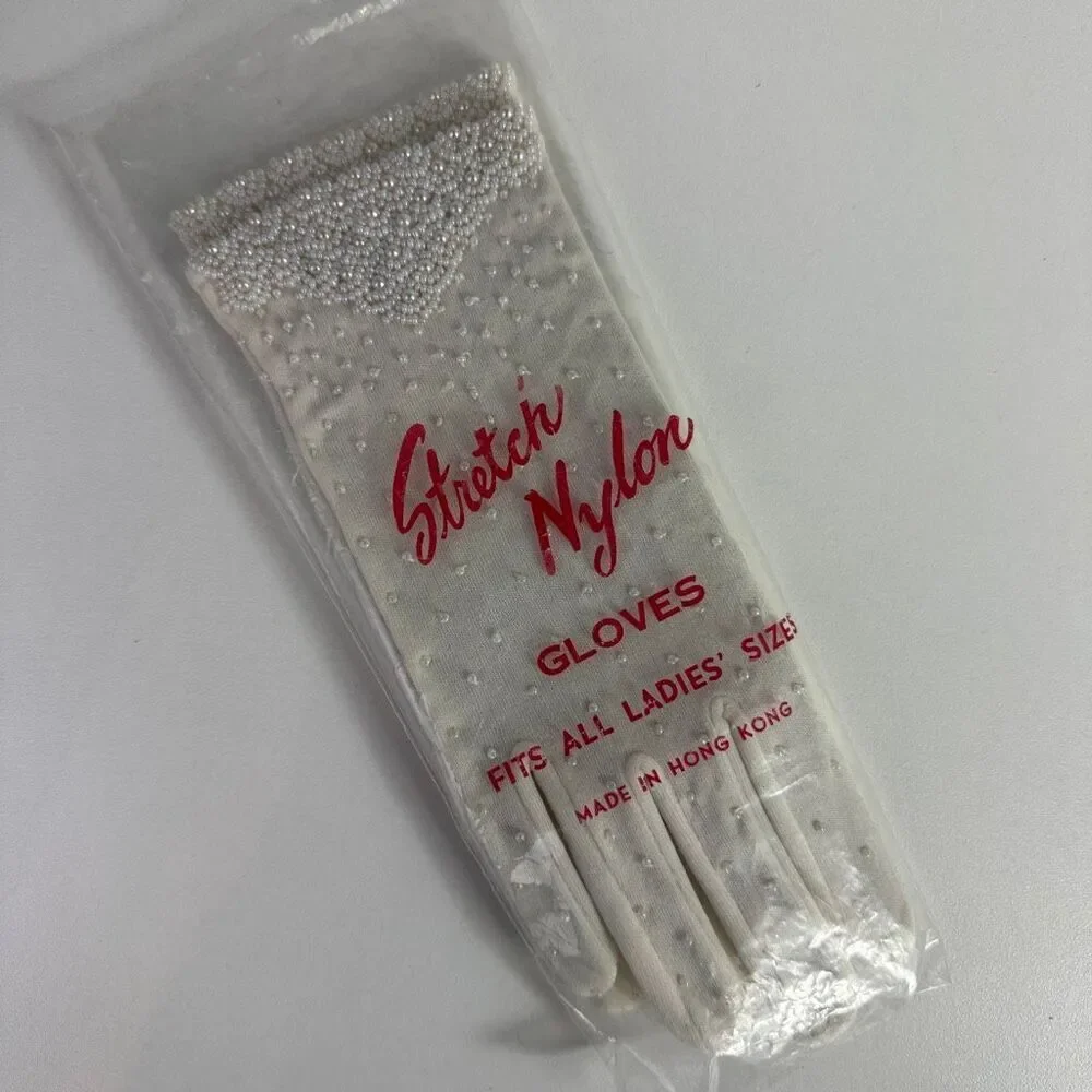 Vintage Beaded Formal Stretch Gloves